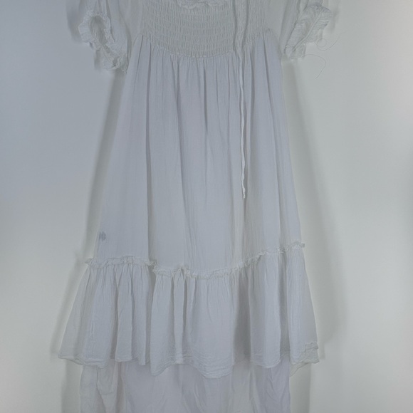 White Button-Front Ruffled Sundress - Picture 2 of 2